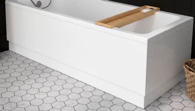 BEAUFORT WHITE 1810mm x 810mm x 560mm BEAUFORTE REINFORCED 'L' SHAPED FLAT BATH PANEL, 42.6035